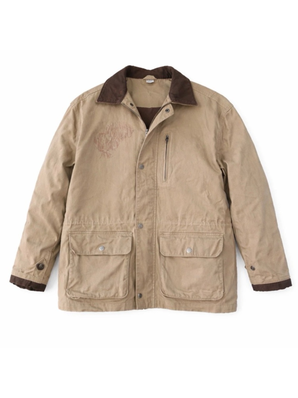 Vintage Gilrich Co. Utility Chore Jacket Size Small Tan Leather Collar Dog Image